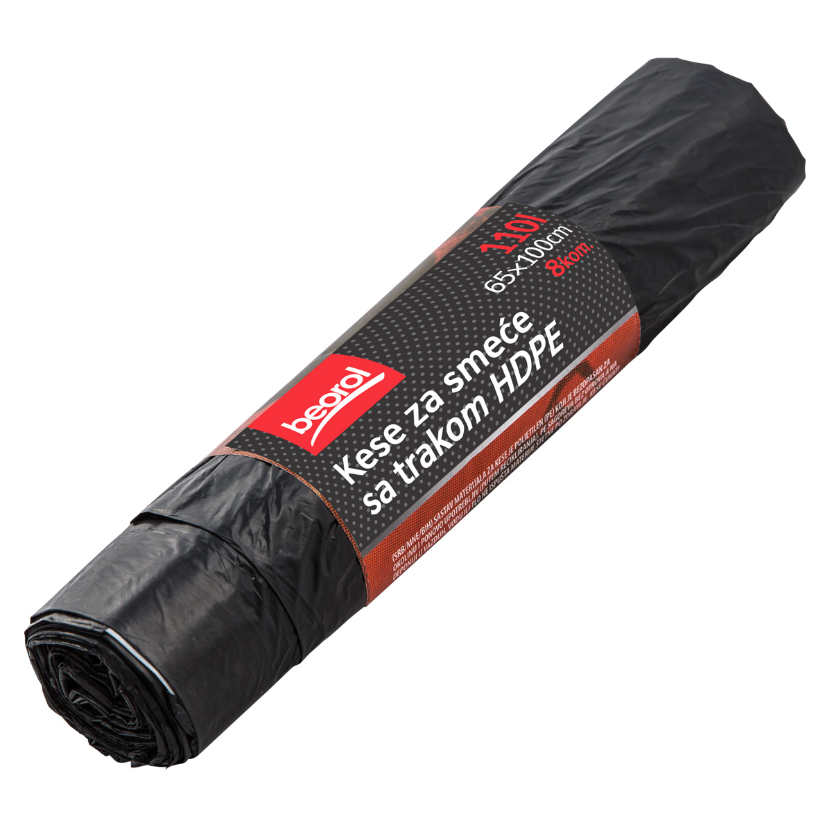 Кеси за отпадоци со лента HDPE 110лит, 8ком 