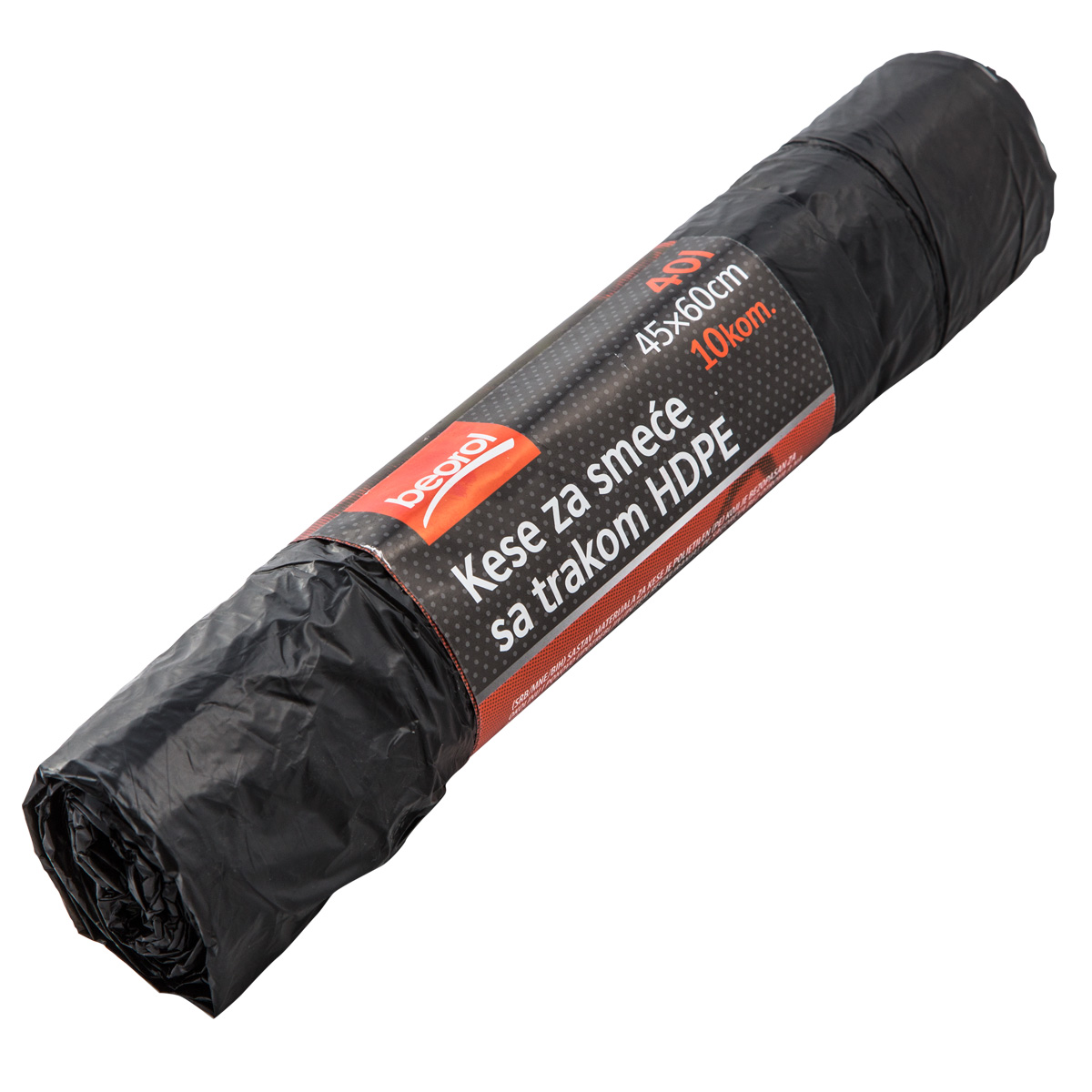 Кеси за отпадоци со лента HDPE 40лит, 10ком 