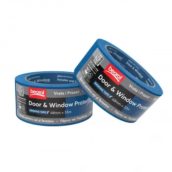 Креп трака за заштита на врата и прозори 48мм x 33м, 80ᵒC 