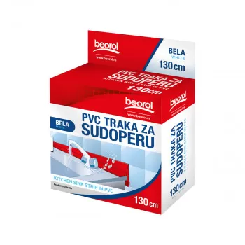 PVC лента за мијалник 130см бела 